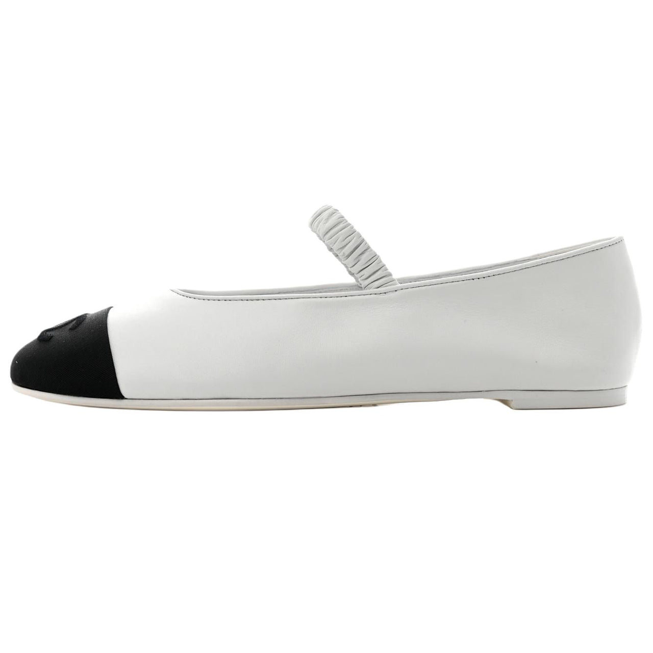 CHANEL Flat Mary Jane Shoes Women's White