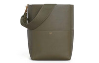 CELINE Sangle Soft Grained Cow Leather Bucket Bag Handbag Crossbody Bag Shoulder Bag Women's Black Olive