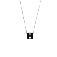 HERMES Cage D'H Palladium Plated Necklaces Women's Black