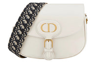 DIOR Bobby Polished Calfskin Shoulder Bag Crossbody Bag Large Size Women's Milk White