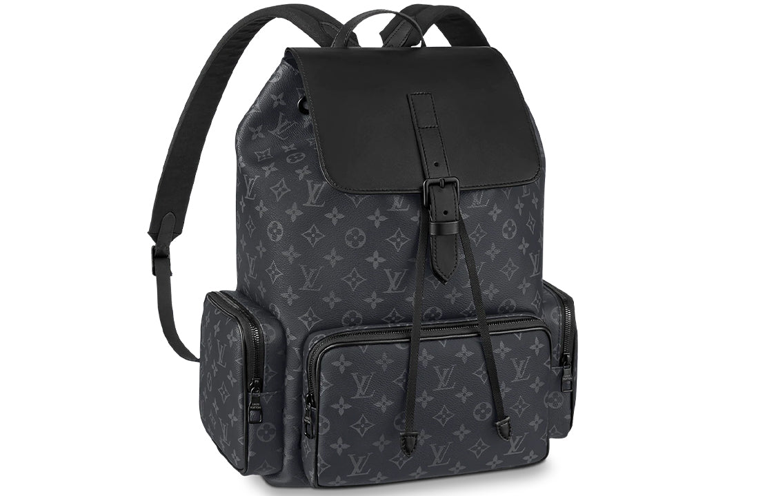 LOUIS VUITTON Trio Coated Canvas With Cow Leather Backpack Regular Men's Black