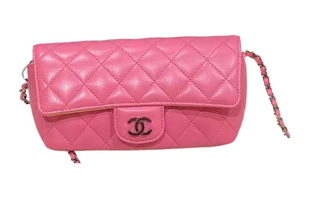 CHANEL Lambskin Storage Bag, Shoulder Bag, Crossbody Bag, Eyeglass Pouch Medium Size Women's Pink