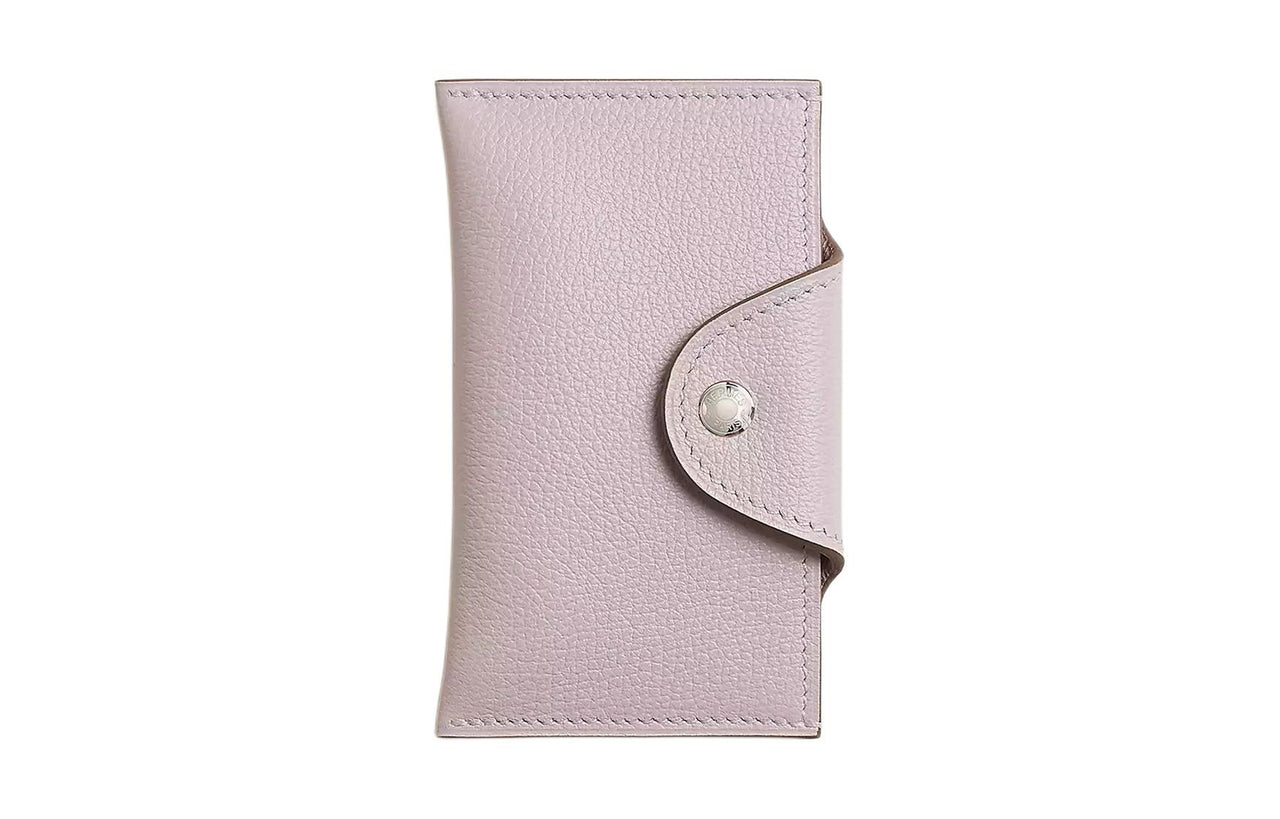 HERMES Evercolor Calfskin Card Holder Women's 09 Mauve Pale Dream Purple