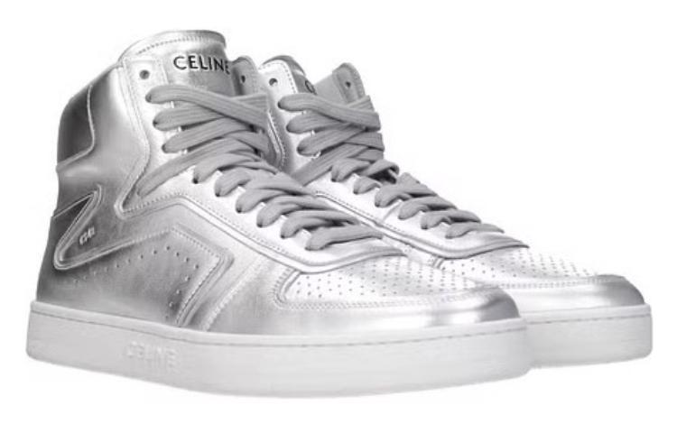 CELINE High Top Skateboard Shoes Men's Silver