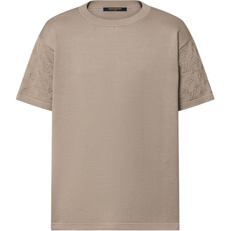 LOUIS VUITTON Solid Color Logo Print Crew Neck Pullover Short-Sleeved T-Shirt Men's Brown