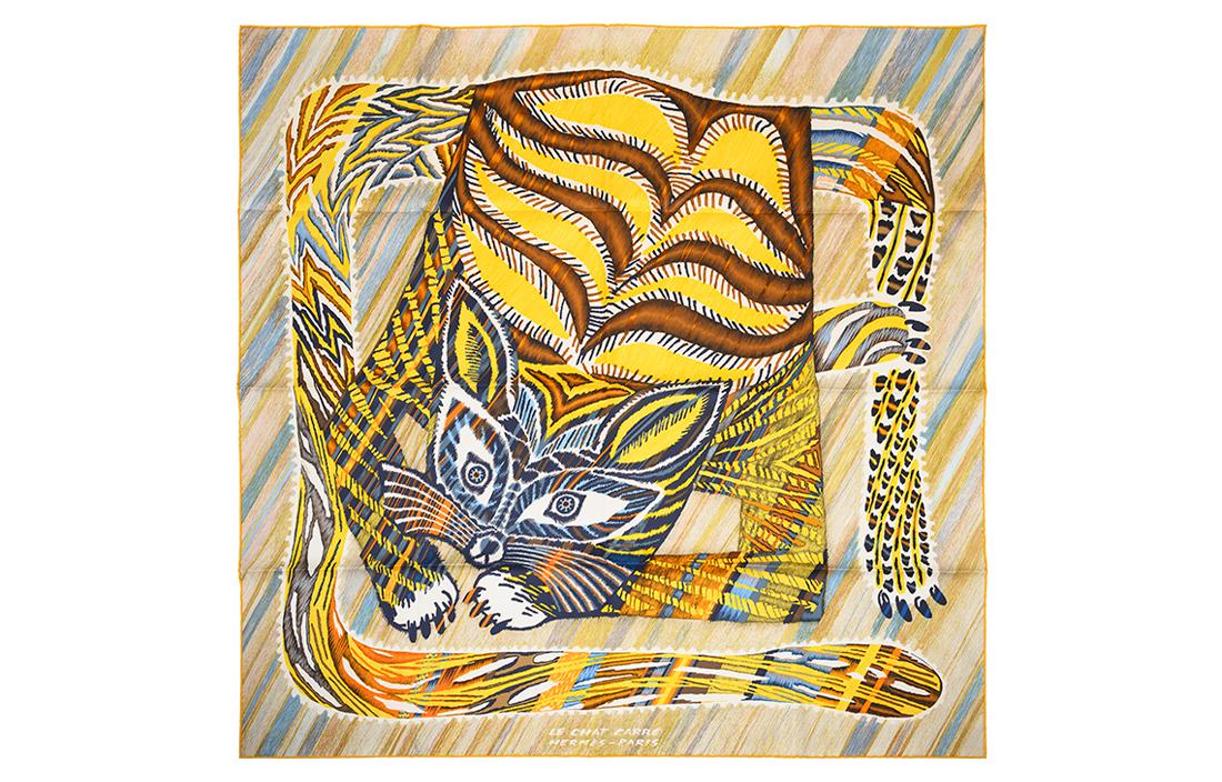 HERMES Silk Scarves Women's Yellow