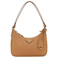 PRADA Cow Leather Handbag Shoulder Bag Women's Brown