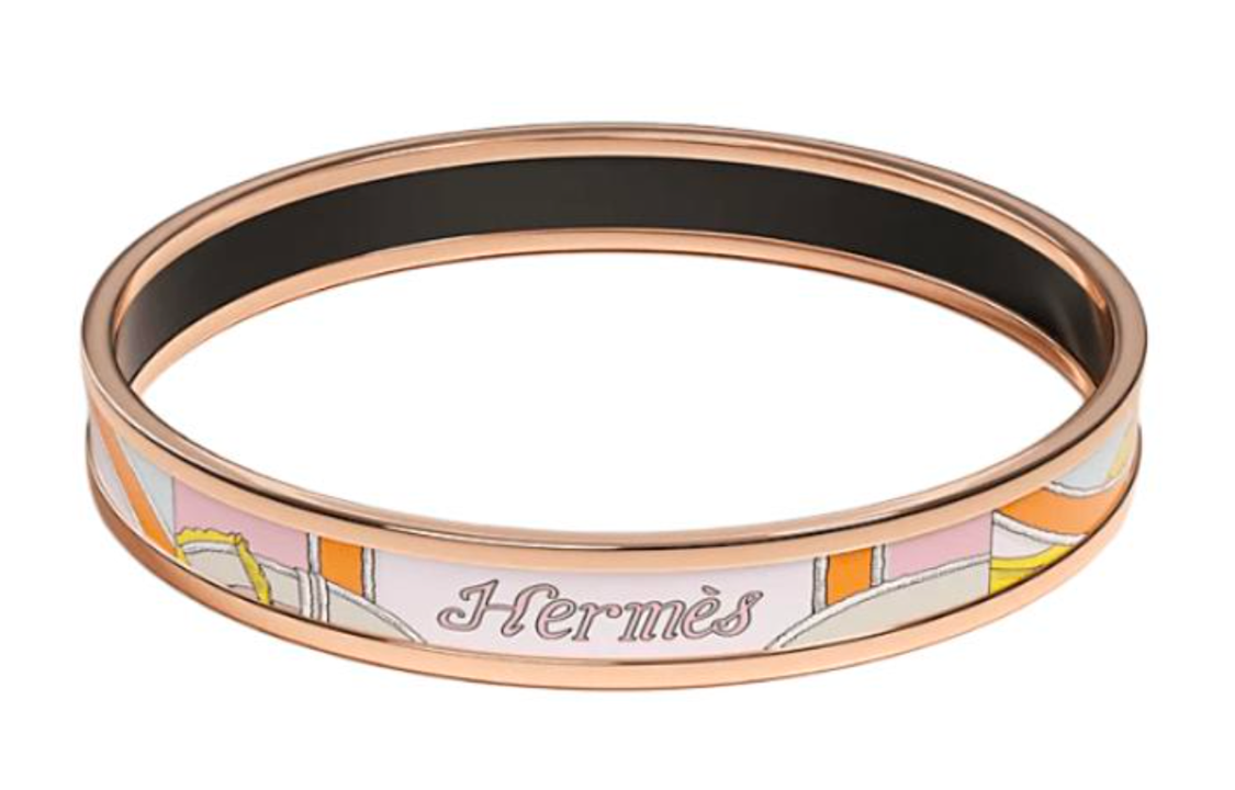 HERMES Enamel, Rose Gold Tone Plated Bangles Women's Multicolor