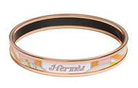 HERMES Enamel, Rose Gold Tone Plated Bangles Women's Multicolor
