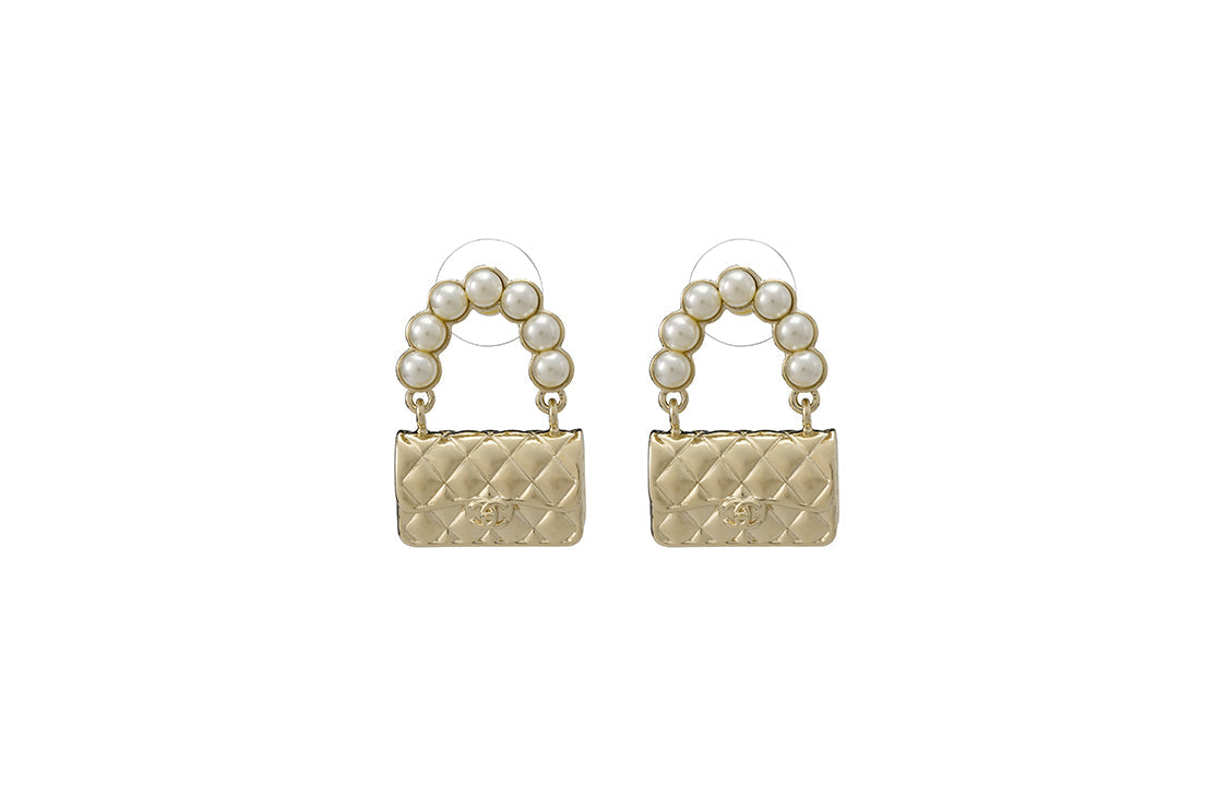 CHANEL Metal Stud Earrings Women's Gold