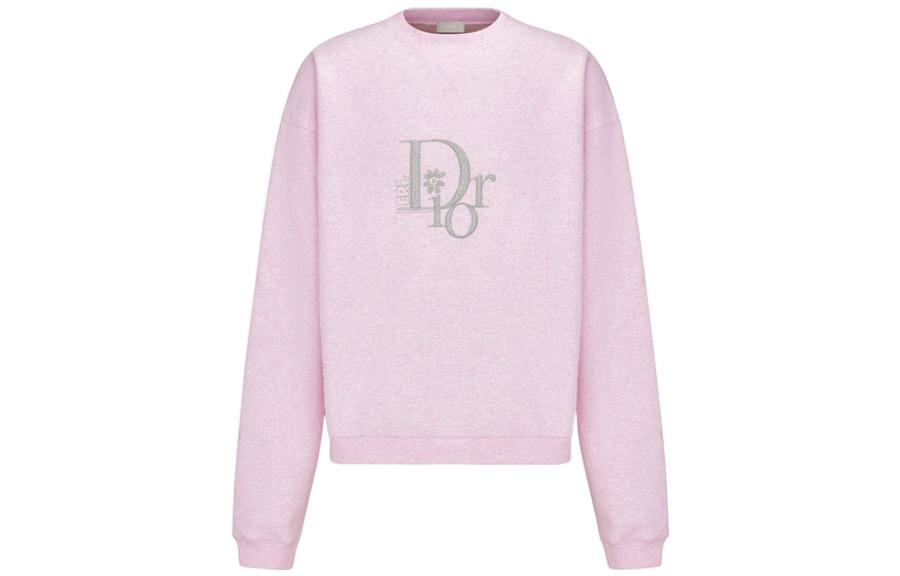 DIOR X ERL SS23 Oversized Sweatshirt Heathered Pink Cotton Fleece