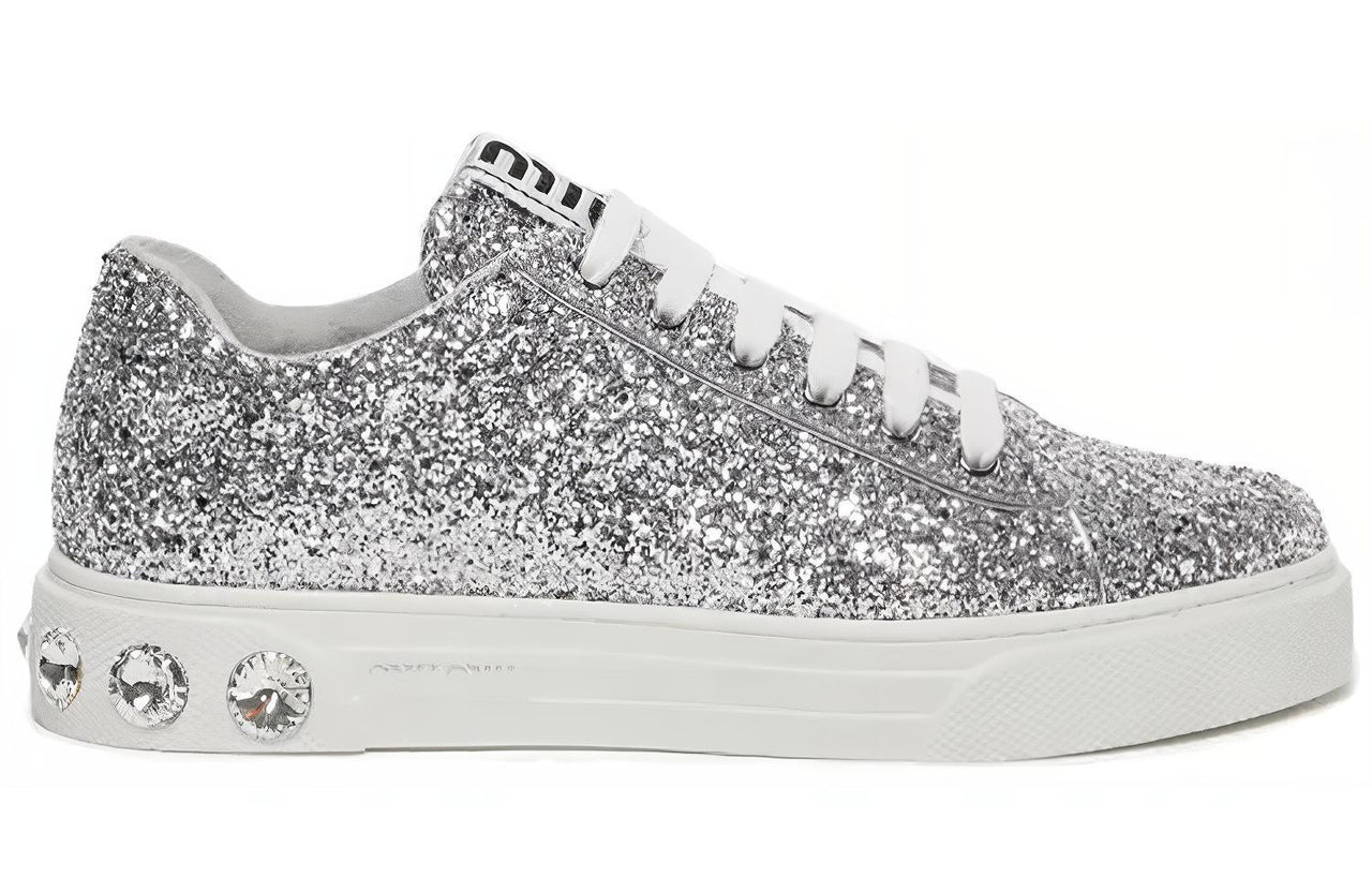 MIU MIU Low Top Stylish Skateboarding Shoes Women's Silver