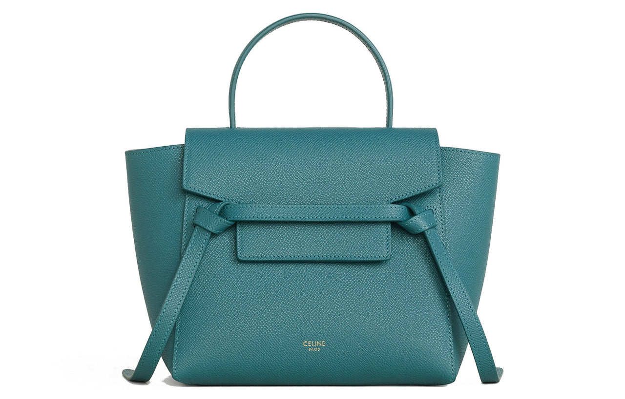 CELINE Grained Calfskin Handbag Shoulder Bag Crossbody Bag Women's Candy Color Gray Blue