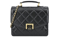 CHANEL Calfskin Messenger Bag Handbag Shoulder Bag Crossbody Bag Women's Black