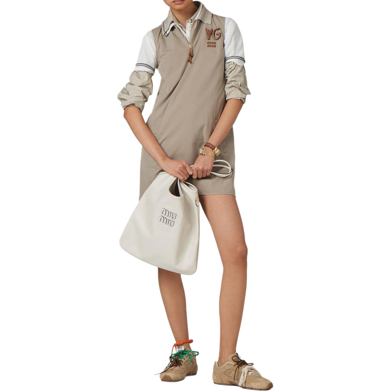 MIU MIU SS24 Sleeveless Dress Women's Mud Gray