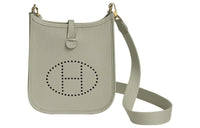 HERMES Evelyne Clemence Leather Ivorie Shoulder Bag Crossbody Bag Mini Women's Ice Crystal Gray