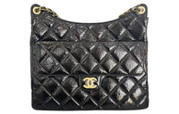 CHANEL 23C Early Spring Waxed Leather Chihuahua Bag Crossbody Bag Large Size Women's Black