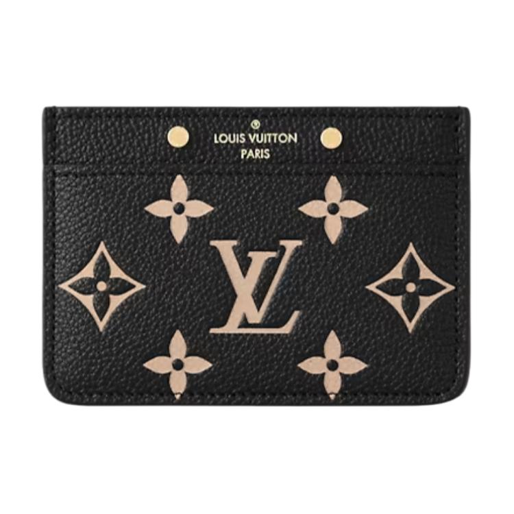 LOUIS VUITTON Grained Cow Leather Card Holder Women's Black