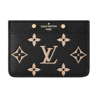 LOUIS VUITTON Grained Cow Leather Card Holder Women's Black
