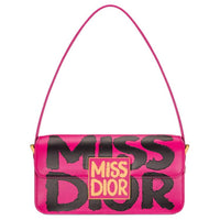 DIOR Miss Dior Calfskin Handbag Shoulder Bag Women's Fuchsia & Black