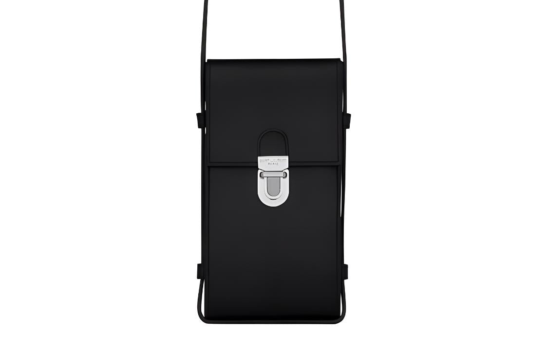 SAINT LAURENT Soft Calfskin Cell Phone Pouch Shoulder Bag Crossbody Bag Men's Black