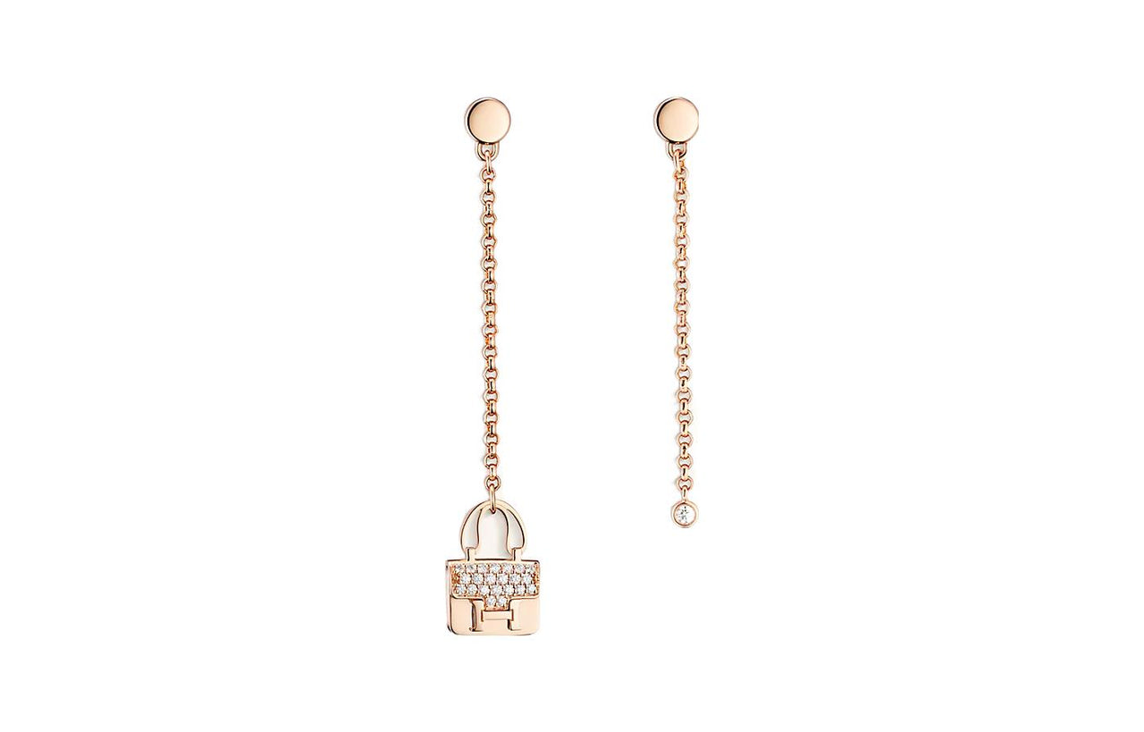 HERMES Constance Earrings Women's Rose Gold