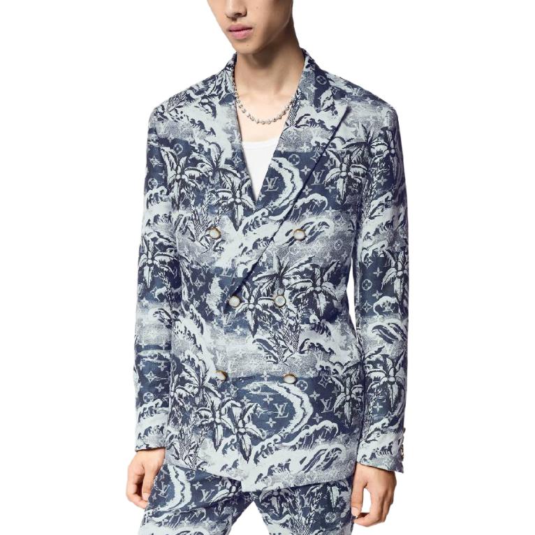 LOUIS VUITTON Double-Breasted Cotton And Linen Blend Tailored Jacket
