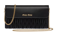 MIU MIU Matelassé Soft Sheepskin Wallet, Shoulder Bag, Crossbody Bag Women's Black
