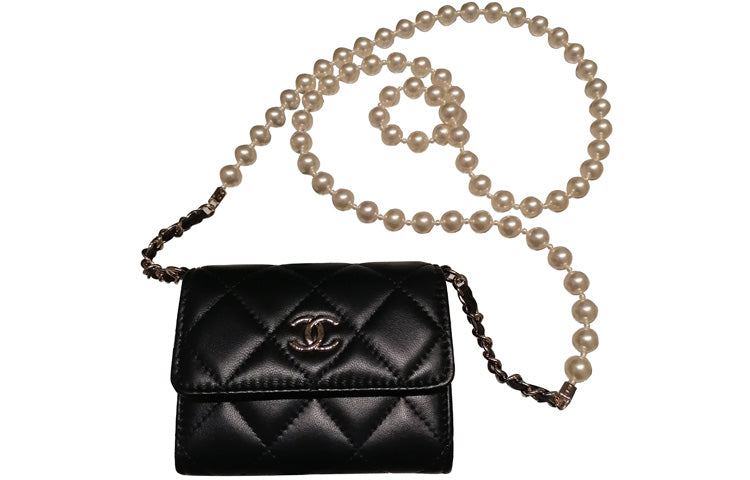 CHANEL Lambskin Crossbody Bag, Shoulder Bag, Coin Purse Mini Women's Black