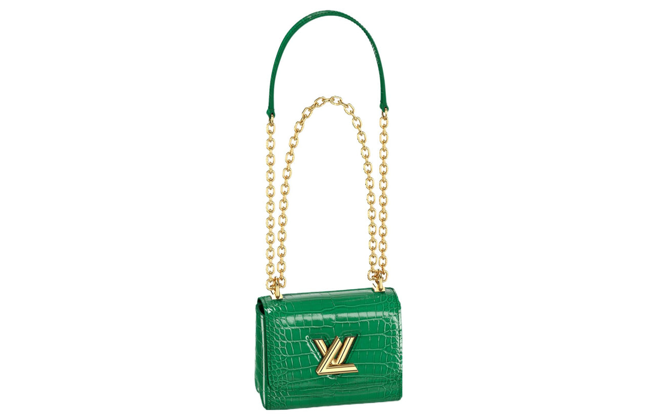 LOUIS VUITTON Twist Short Snouted Crocodile Leather Crossbody Bag Shoulder Bag Women's Emerald Green