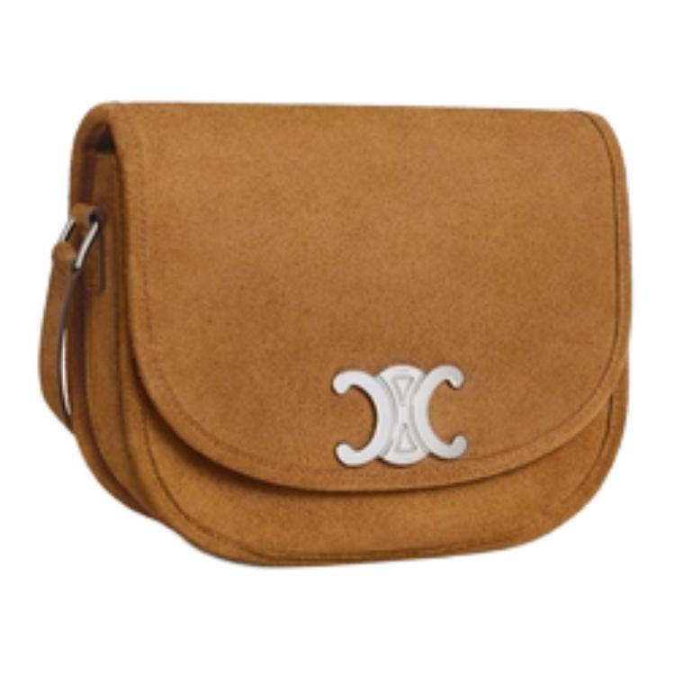 CELINE BesaceTriomphe Calfskin Shoulder Bag Crossbody Bag Medium Size Men's Brown