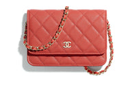 CHANEL WOC Calfskin Chain Bag Wallet Shoulder Bag Crossbody Bag Mini Women's Red
