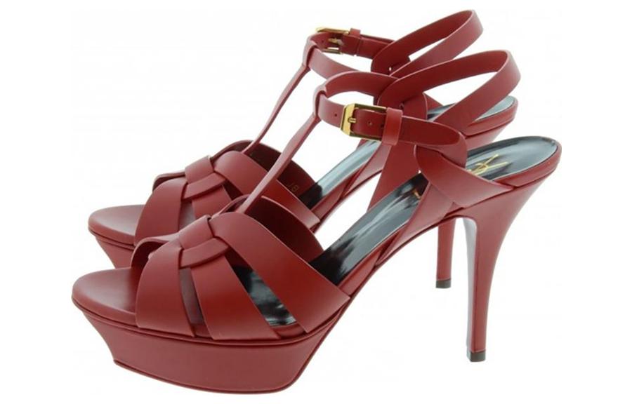 SAINT LAURENT Yves One-Strap Sandals 14cm Women's Red