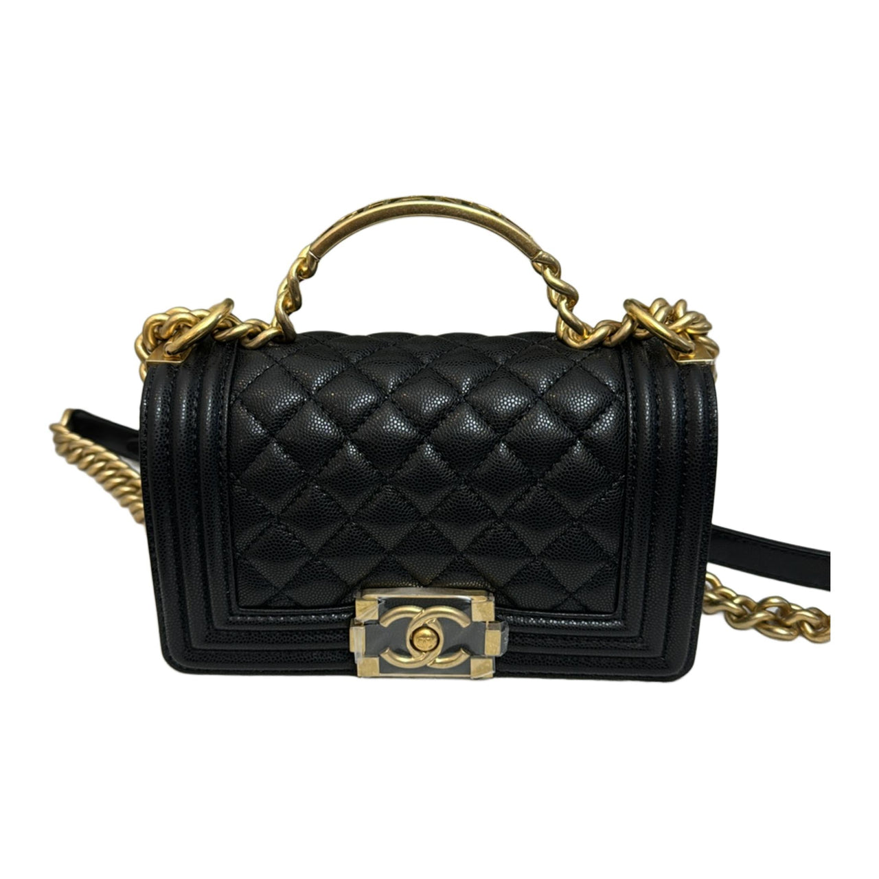 CHANEL LEBOY Shiny Calfskin Flap Bag Handbag, Shoulder Bag, Crossbody Bag Women's Black