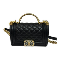 CHANEL LEBOY Shiny Calfskin Flap Bag Handbag, Shoulder Bag, Crossbody Bag Women's Black