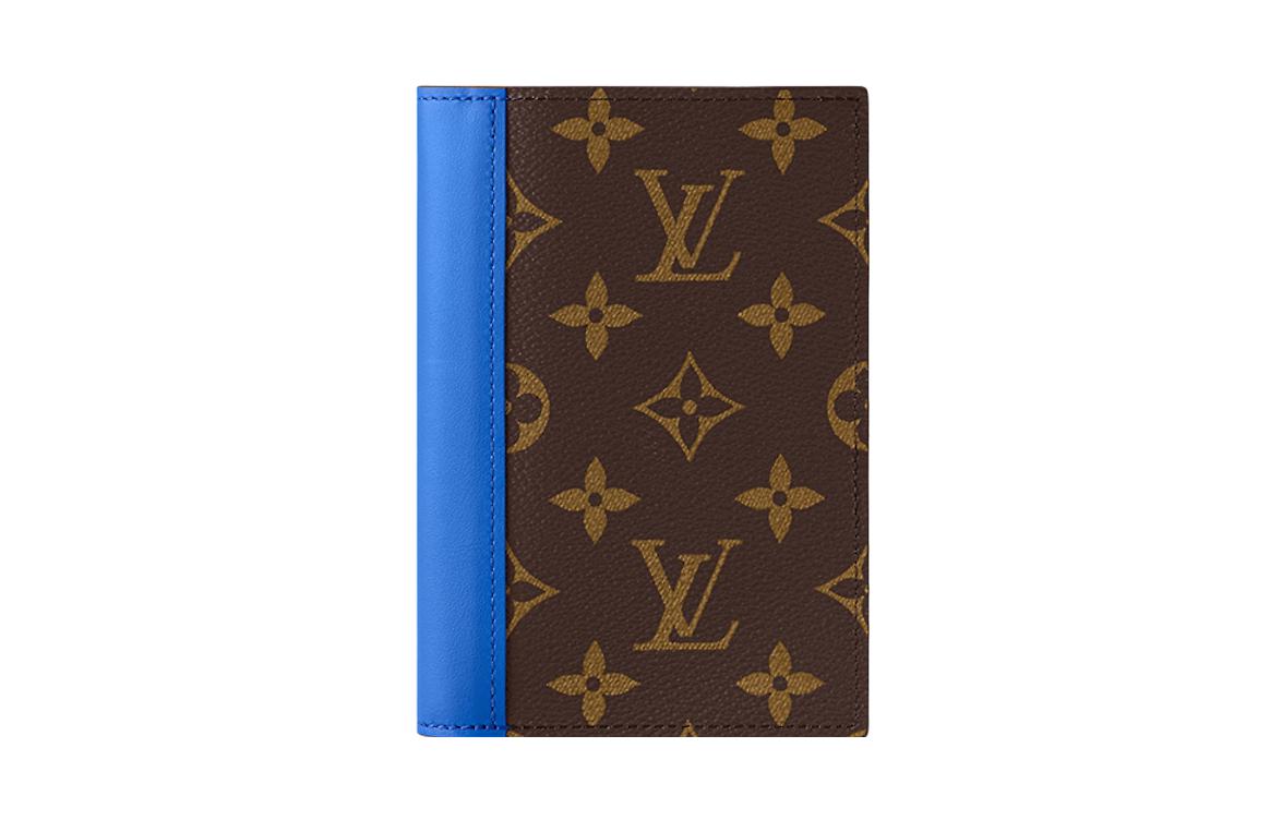 LOUIS VUITTON Coated Canvas With Cow Leather Passport Holder Regular Men's Blue