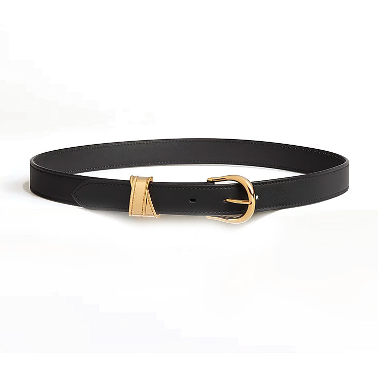 HERMES Calfskin, Metal Leather Belts Women's Black Width 2.4cm