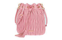 MIU MIU Matelassé Sheepskin Bucket Bags Crossbody Bag Shoulder Bag Women's Pink