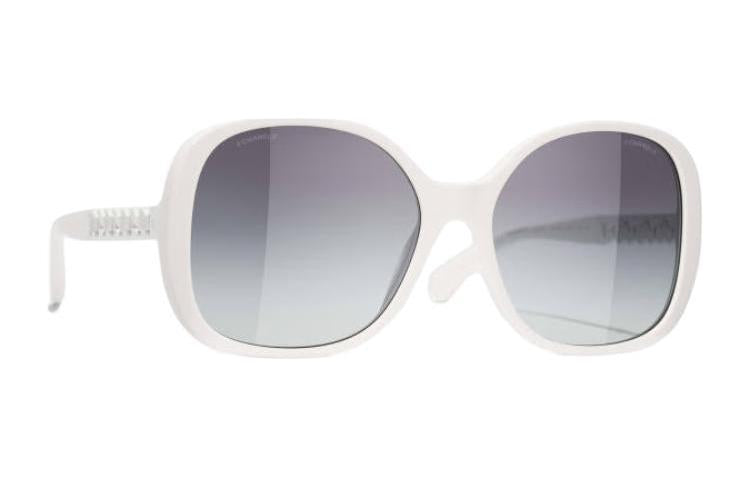 CHANEL Square Sunglasses Women's White
