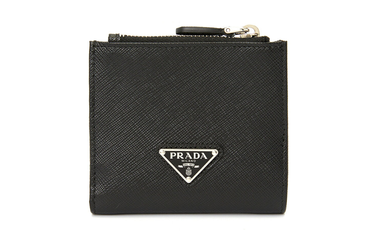 PRADA Cow Leather Wallet Mini Women's Black