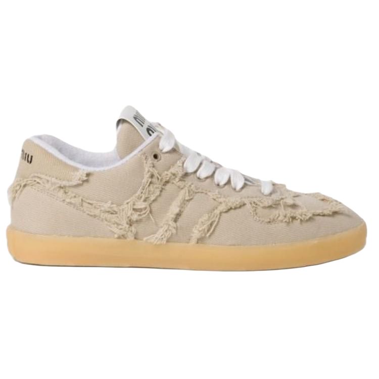 MIU MIU Low Top Skateboard Shoes Women's Beige Yellow
