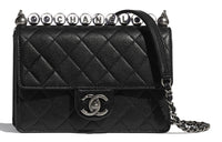 CHANEL Sheepskin Mouth Cover Bag Crossbody Bag Small Size Women's Black