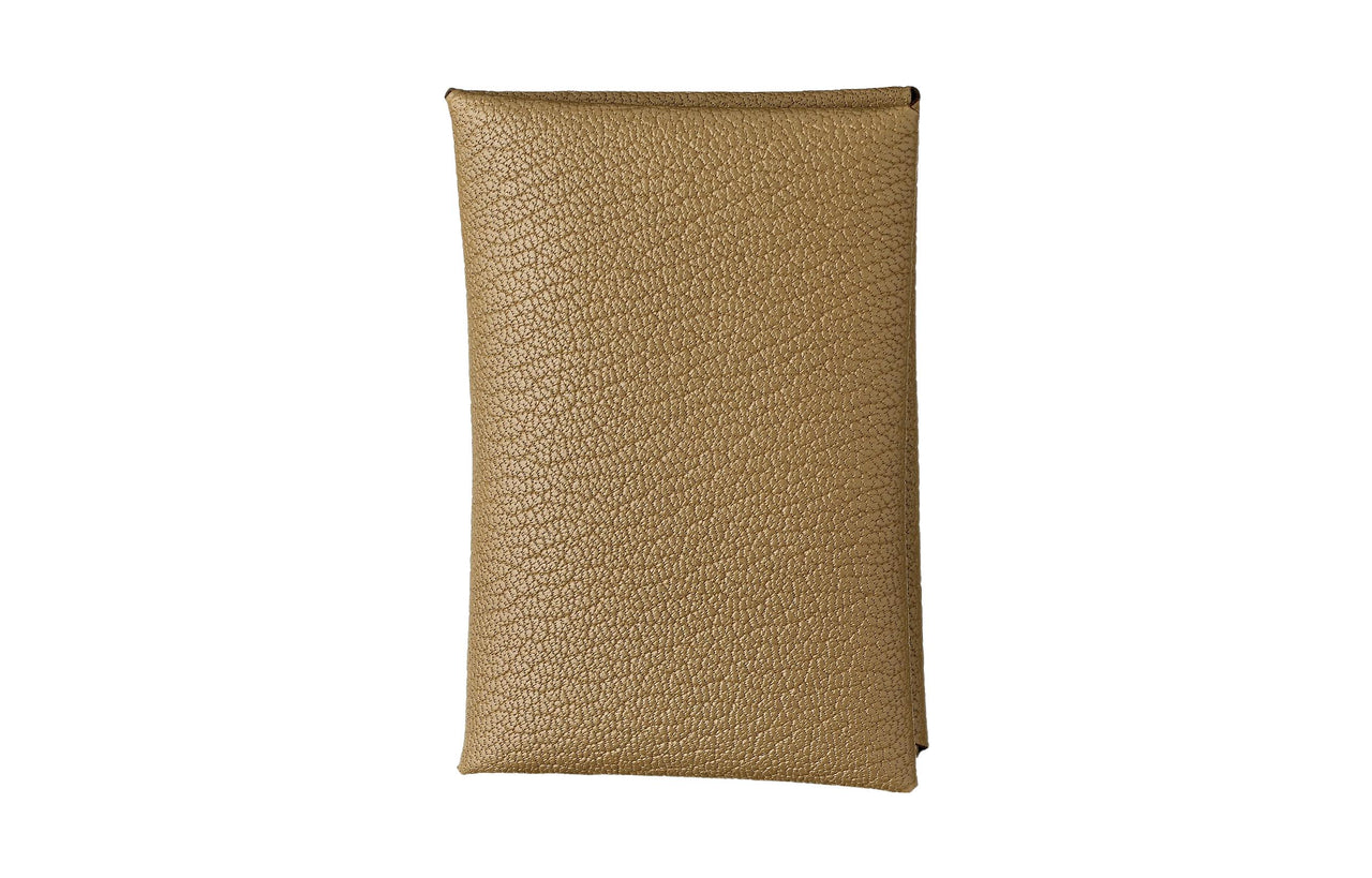 HERMES Calvi Mysore Goat Skin Handheld Card Holder Women's 18 Etoupe Elephant Gray