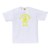 A Bathing Ape Drip Ape Crossbone College T-Shirt 'White' 4K70-110-004-WHT