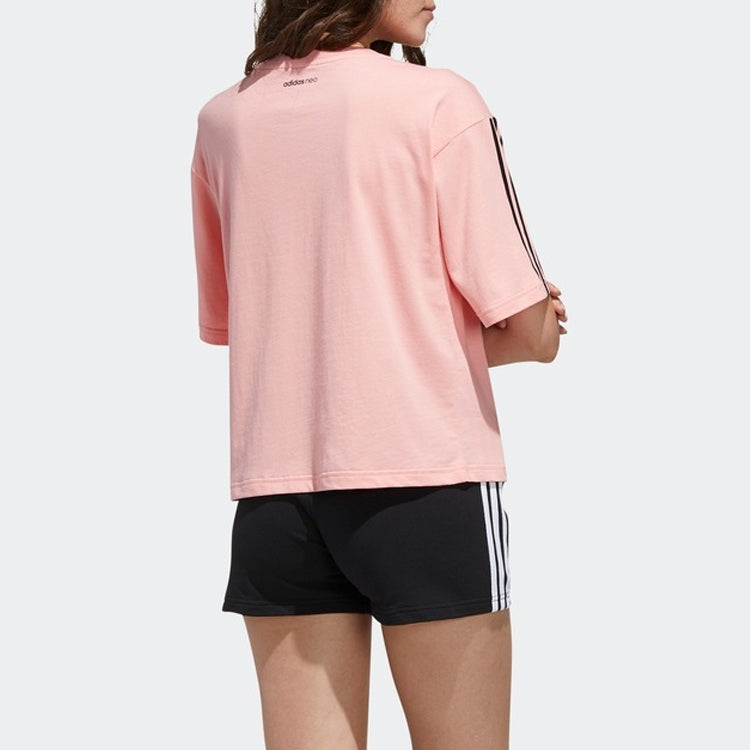 (WMNS) adidas neo Faves Tshirt Shoulder Drop Printing Sports Short Sleeve Pink FP7294