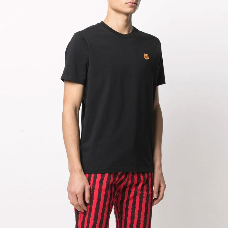 KENZO SS21 Small Tiger Head Pattern Round Collar Male Black FB55TS0034SA-99