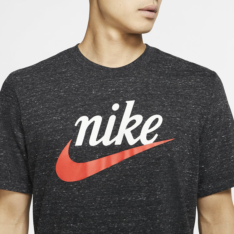 Nike Sportswear Heritage Alphabet Logo Printing Short Sleeve Black CK2382-010