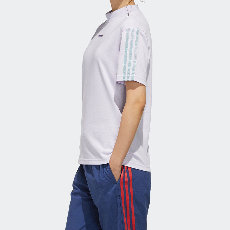 (WMNS) adidas neo Athleisure Casual Sports Small Stand Collar Short Sleeve Purple GD8562