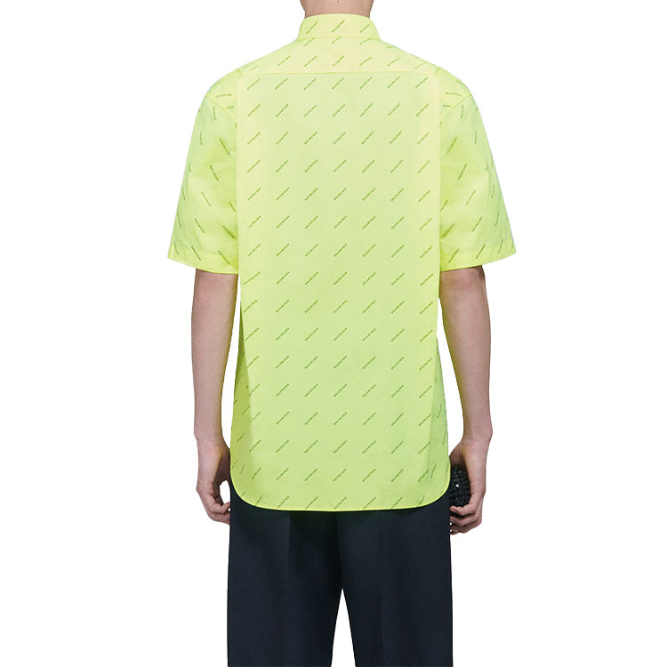 Balenciaga All Over Logo Shirt 'Neon Yellow' 534332TILX67110