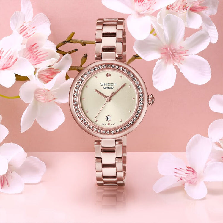 (WMNS) CASIO Analog 'Sapphire Crystal Rose Gold' SHE-4557CG-7AUPR